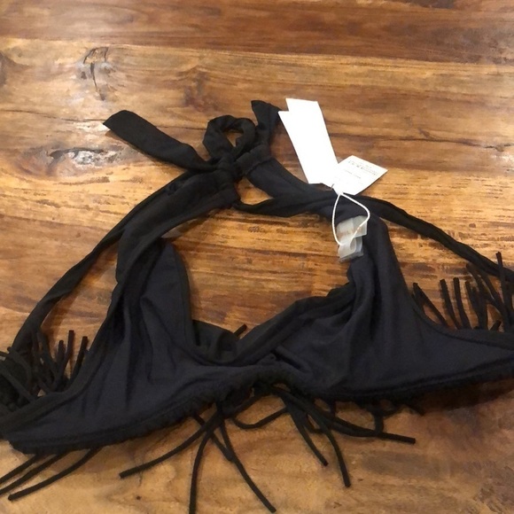 Pilyq PQ Fringe X-Back Bralette Bikini Top Black Small - Picture 4 of 6